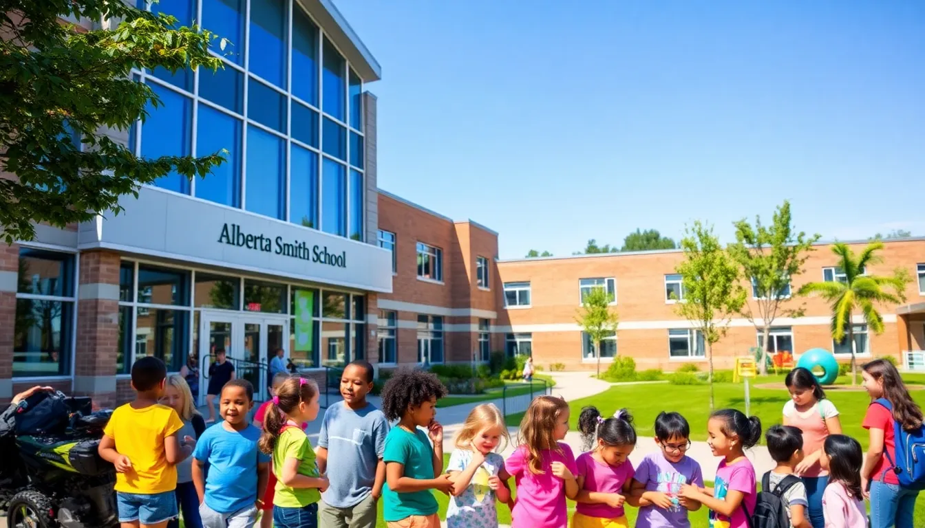 children engaging in outdoor learning at Alberta Smith Elementary School.